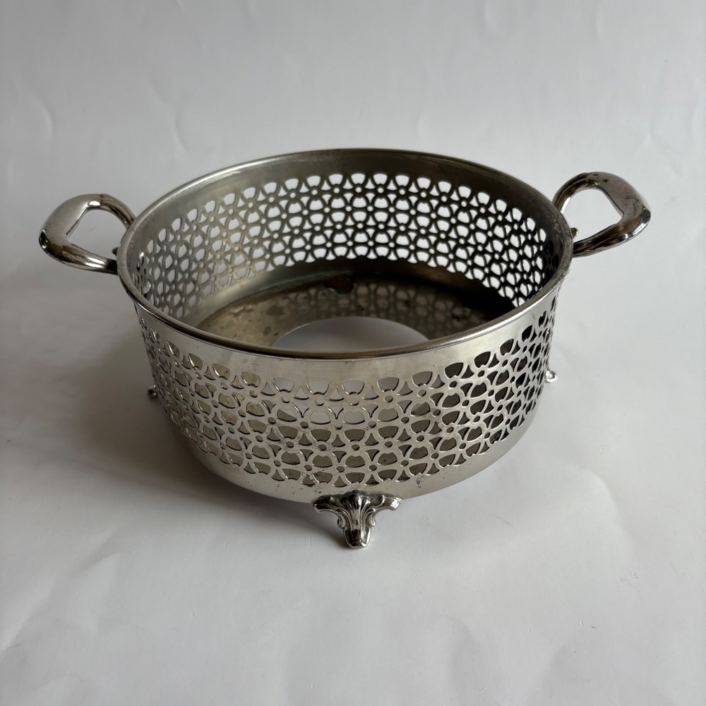 Vintage‎ Manning Bowman Silver Plated Pierced Casserole Holder 896 Meriden Conn
